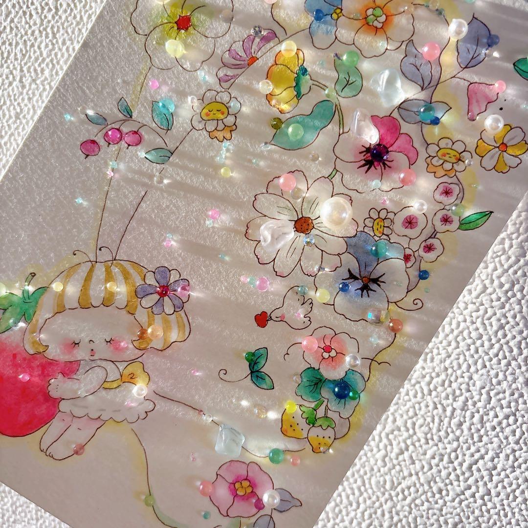 イラスト　シーグラスアート　水彩画　原画