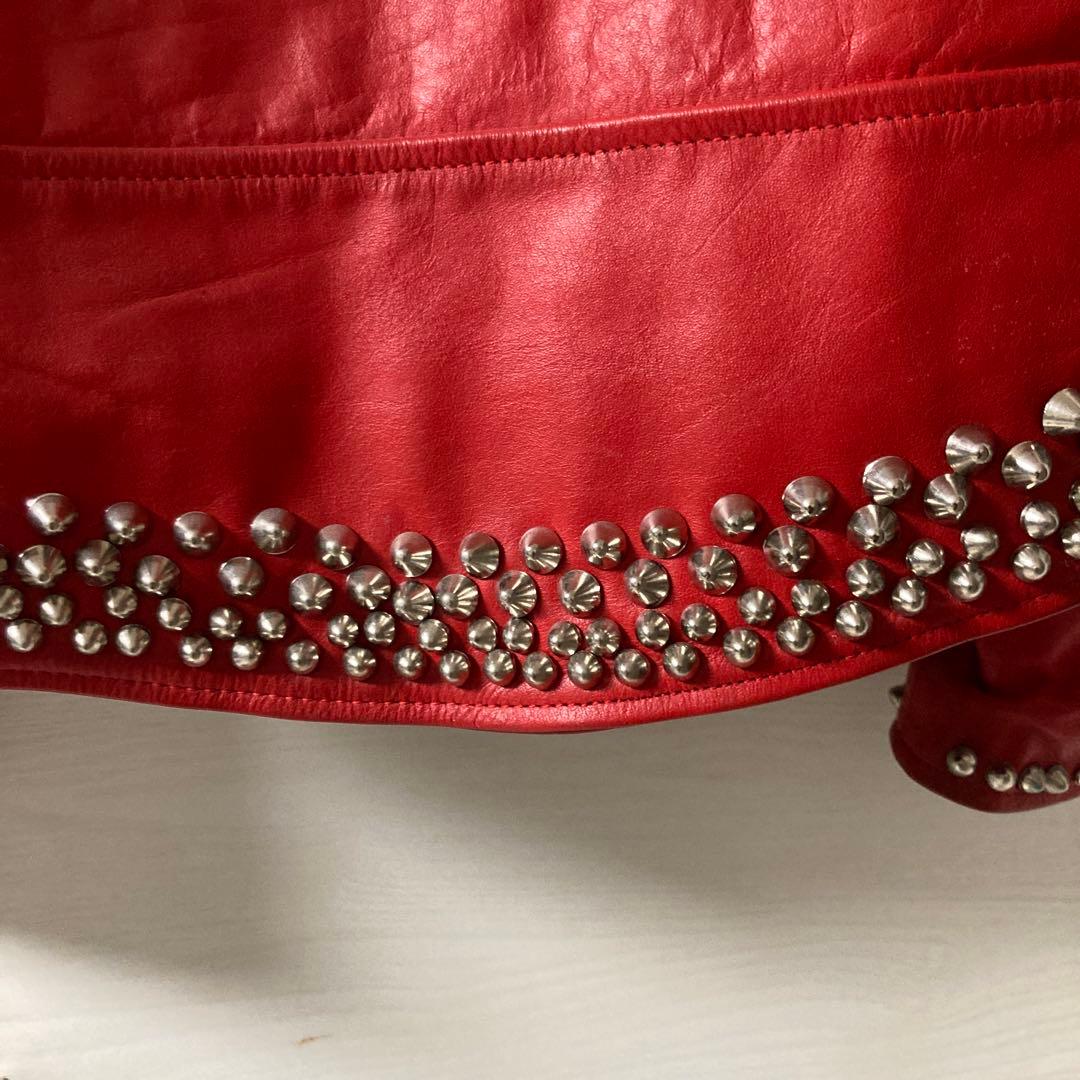 ライダース赤　スタッズ　38インチ前後