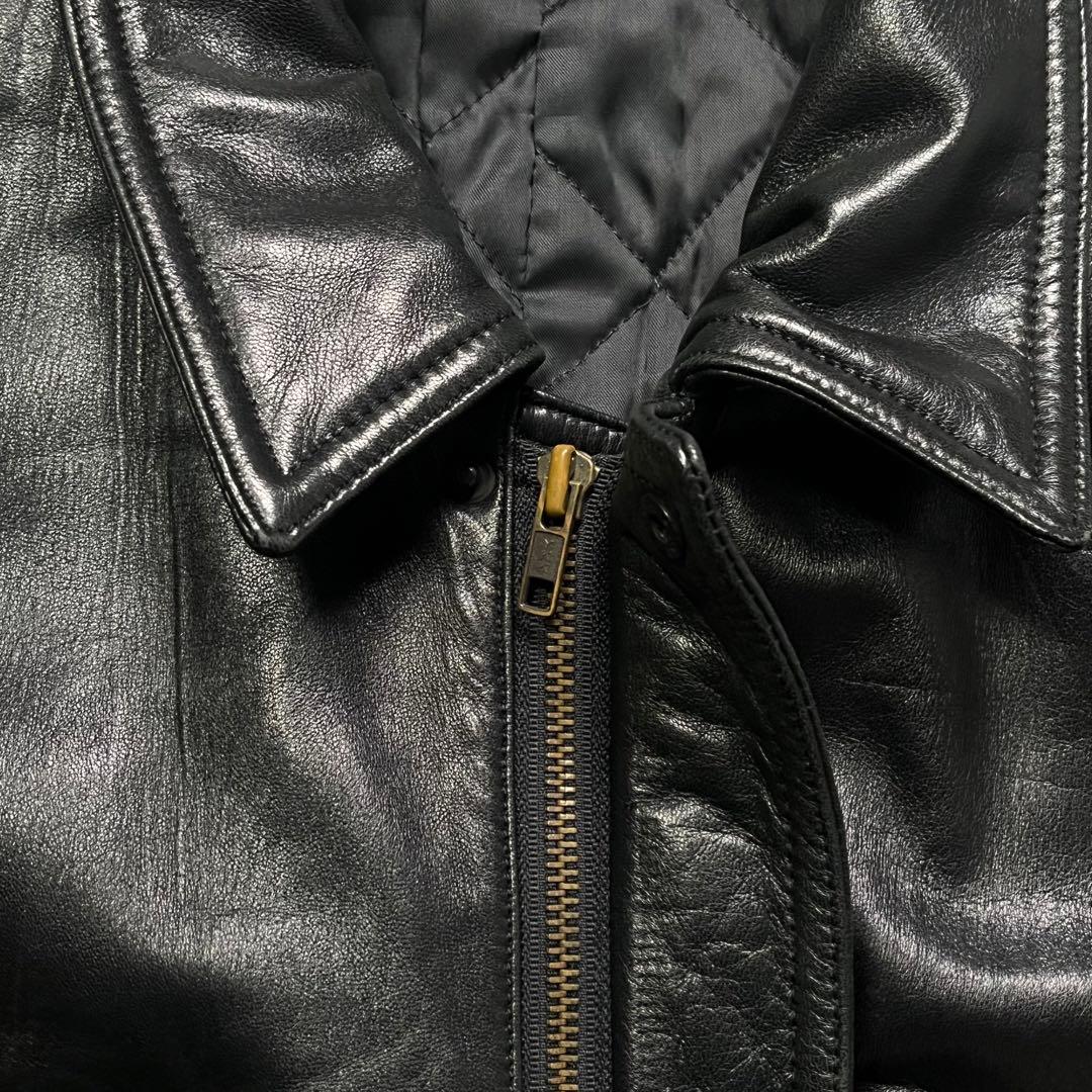 vintage A-2 レザージャケット　深水光太　ショート丈　羊革　短丈　黒