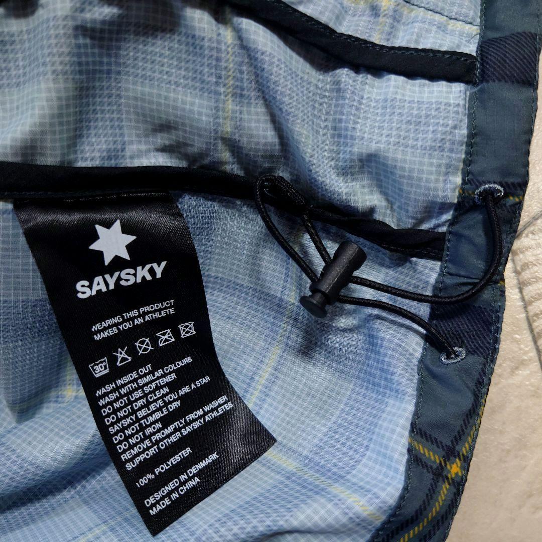 極美品 SAYSKY ランニングジャケット チェック柄 ナイロンパーカー