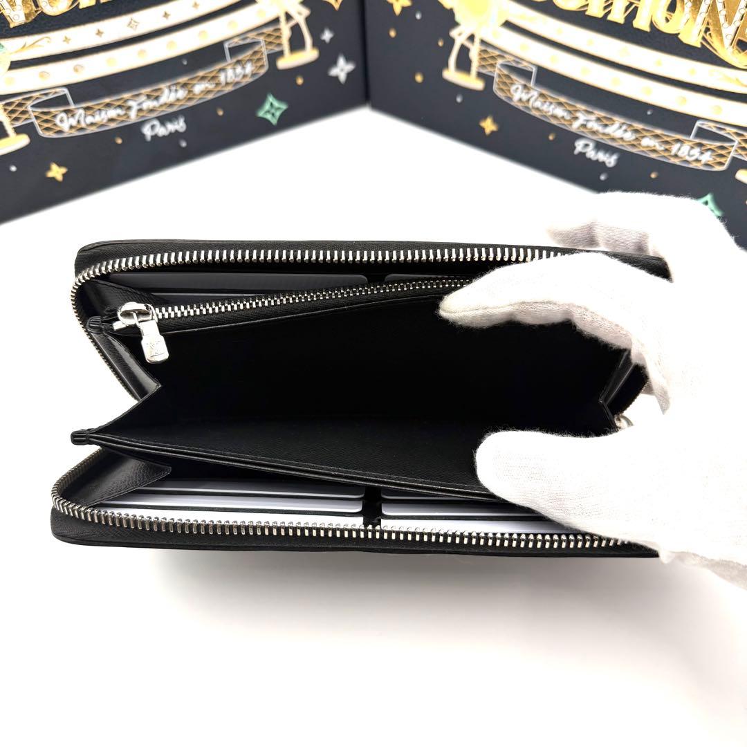 ルイヴィトン ジッピーウォレット エピ ノワール ラウンドファスナー 長財布 銀