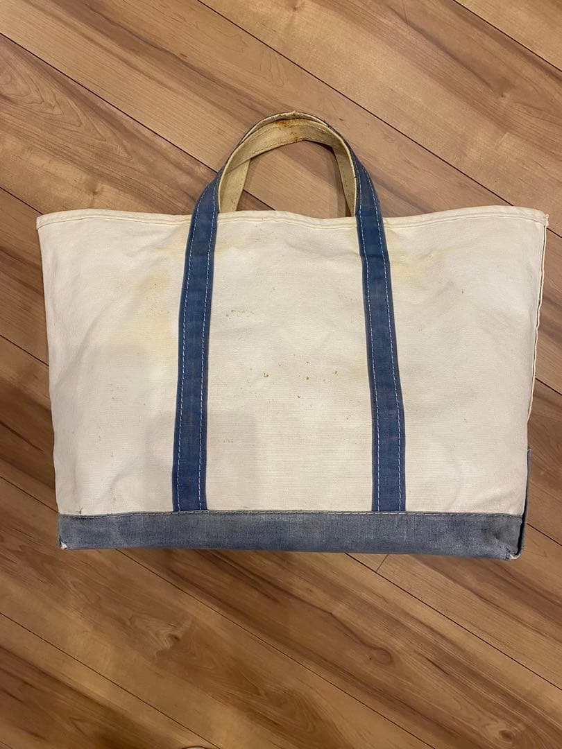 80s エルエルビーン　トートバッグ　2色タグ ネイビー　フェード　L 襤褸