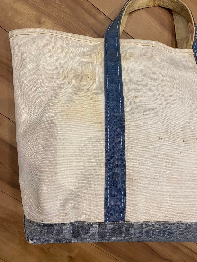 80s エルエルビーン　トートバッグ　2色タグ ネイビー　フェード　L 襤褸