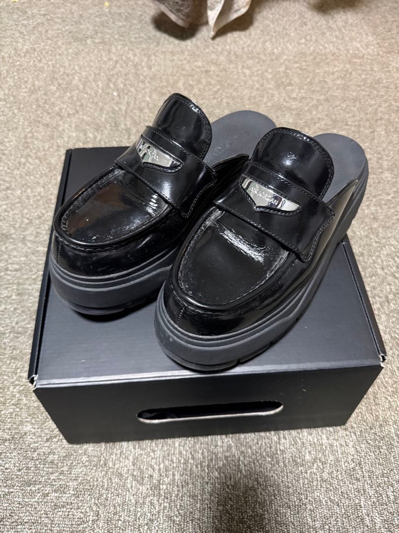 【24時間発送】NIKE エアジョーダン　ミュール　ブラック厚底ローファー