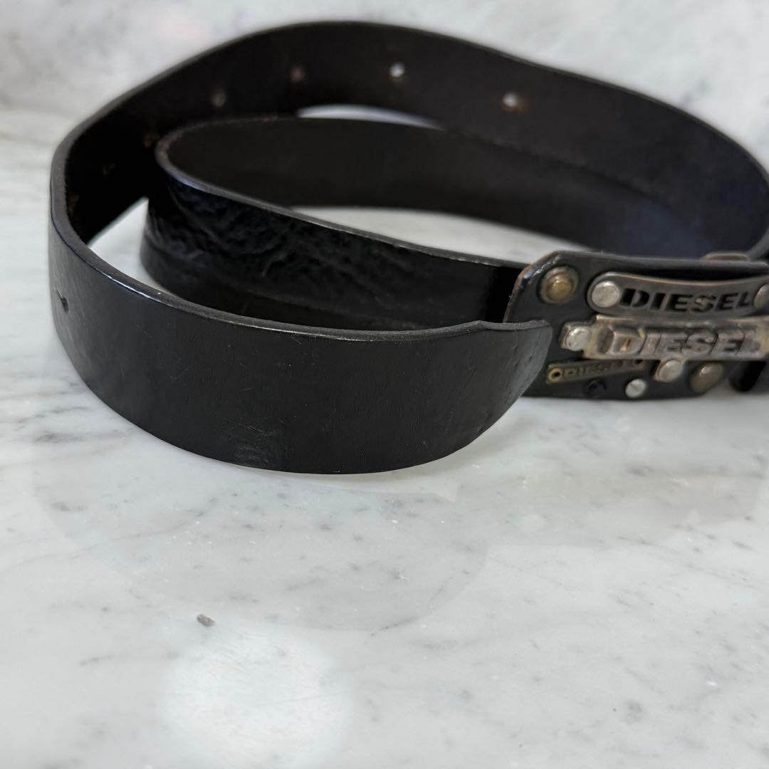 イタリア製 DIESEL ディーゼル ベルト 本革 ブラック 黒 メタル