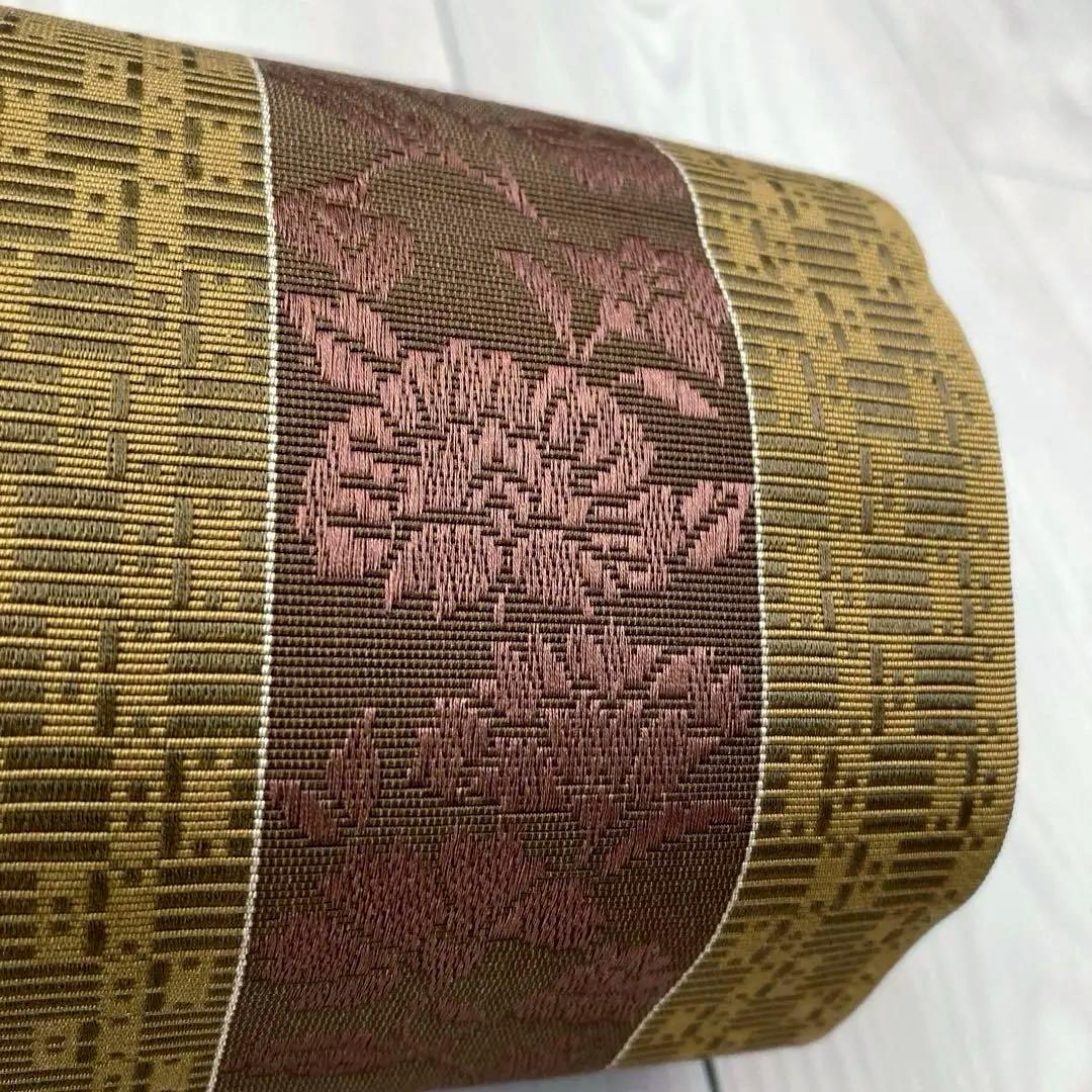 博多織　半幅帯　正絹　織り出し花唐草模様No.3-22