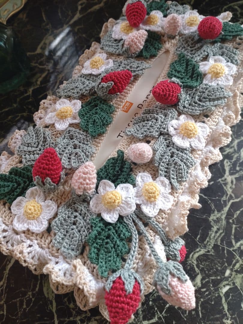 Hiroro様ティッシュボックスカバーかぎ編み生活道具レース編みドイリー