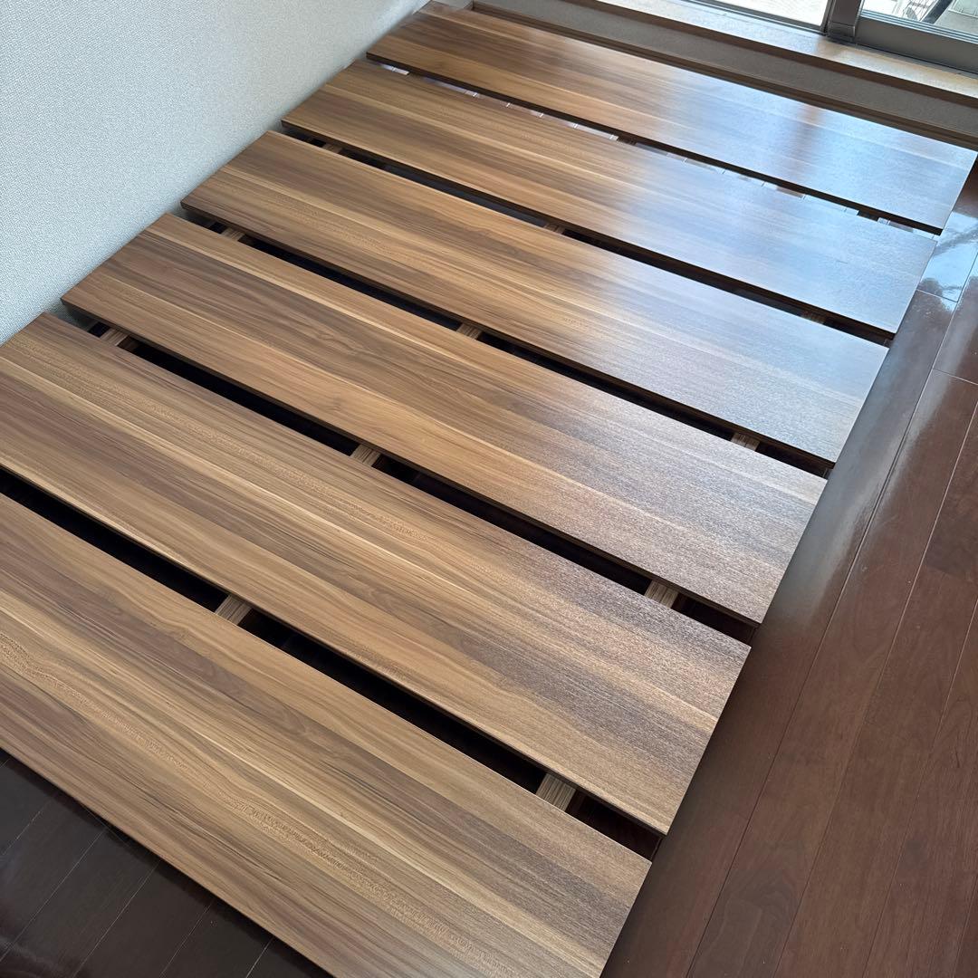 【LOWYA】【ダブルサイズ】木目調ローベッド