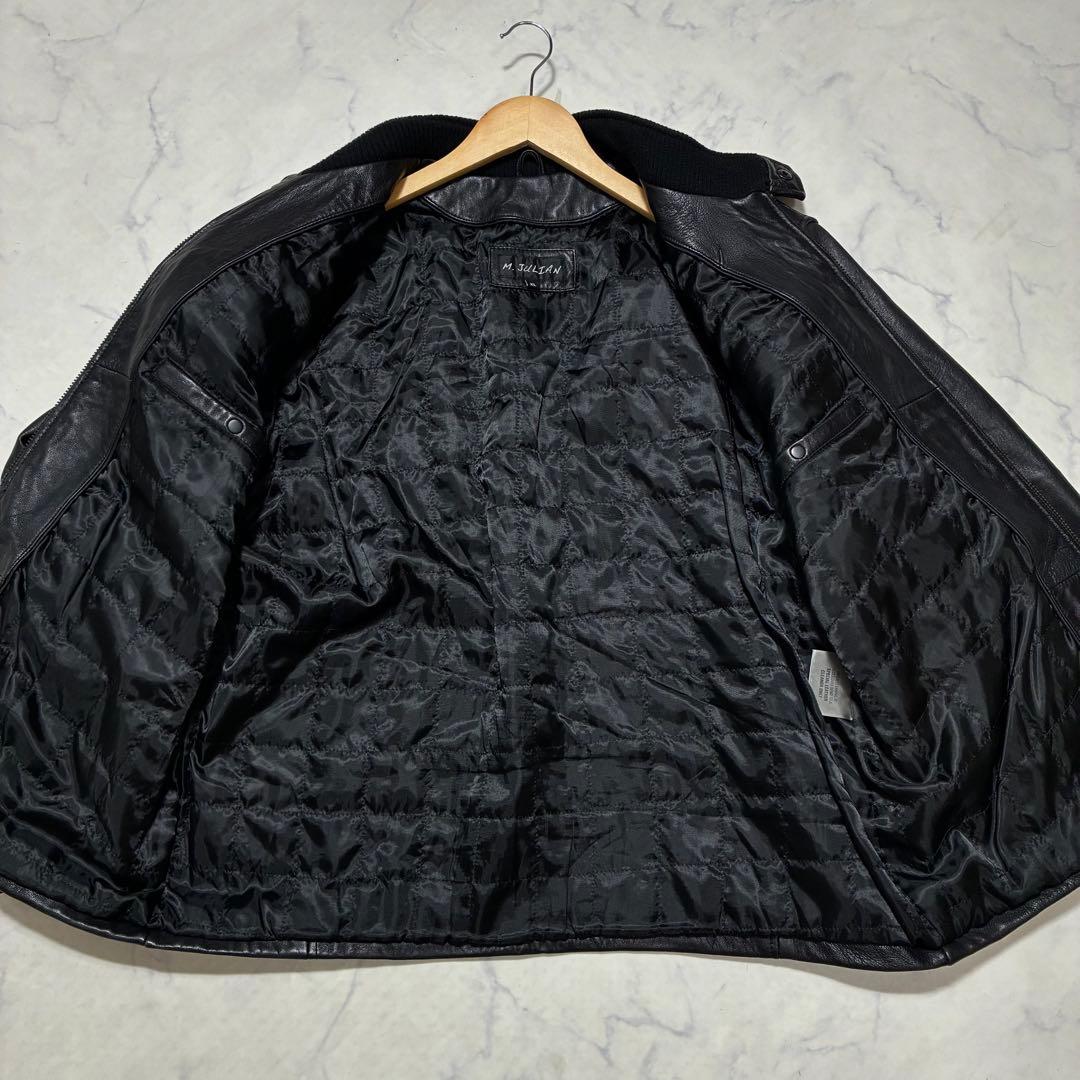 美品/XLサイズ✨ラムレザー シングル ライダースジャケット 羊革 ブラック