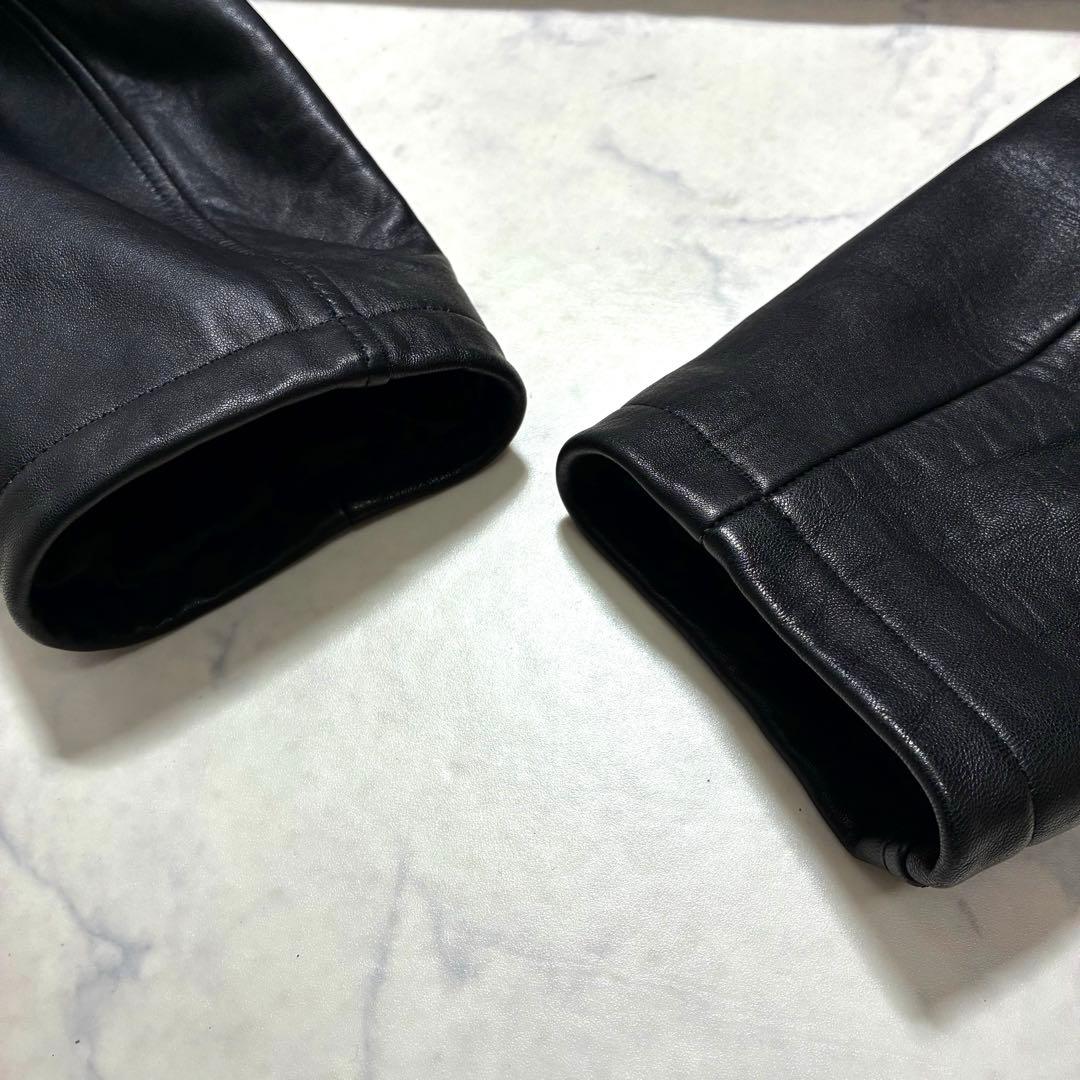 美品/XLサイズ✨ラムレザー シングル ライダースジャケット 羊革 ブラック