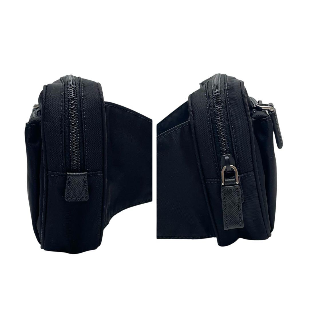 美品 現行 プラダ ナイロン×レザー ウエスト ボディ バッグ 2VL977.