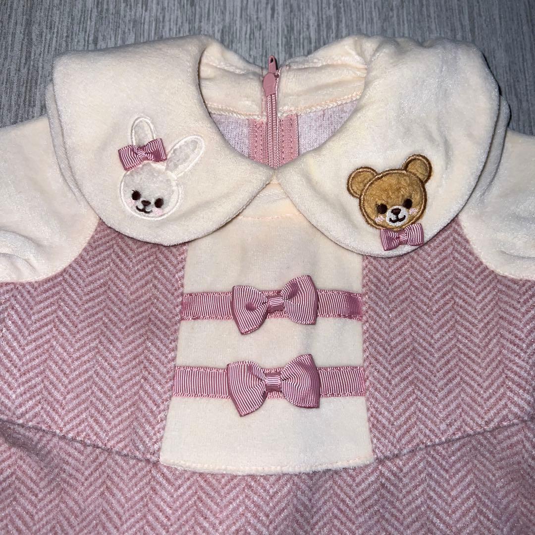 【あけちゃん様】シャーリーテンプル　うさぎくまへリボーンワンピース80cm