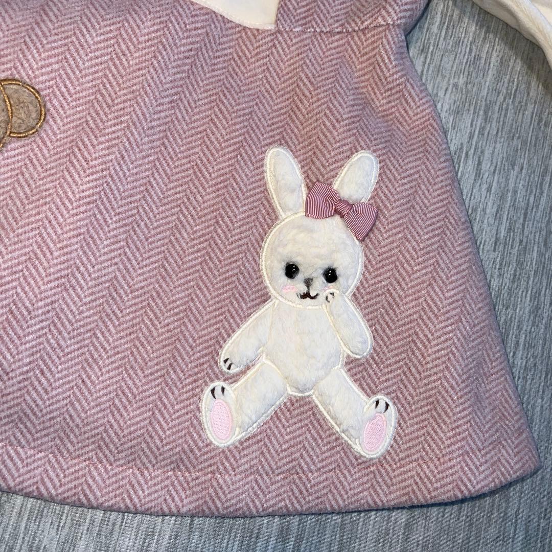 【あけちゃん様】シャーリーテンプル　うさぎくまへリボーンワンピース80cm