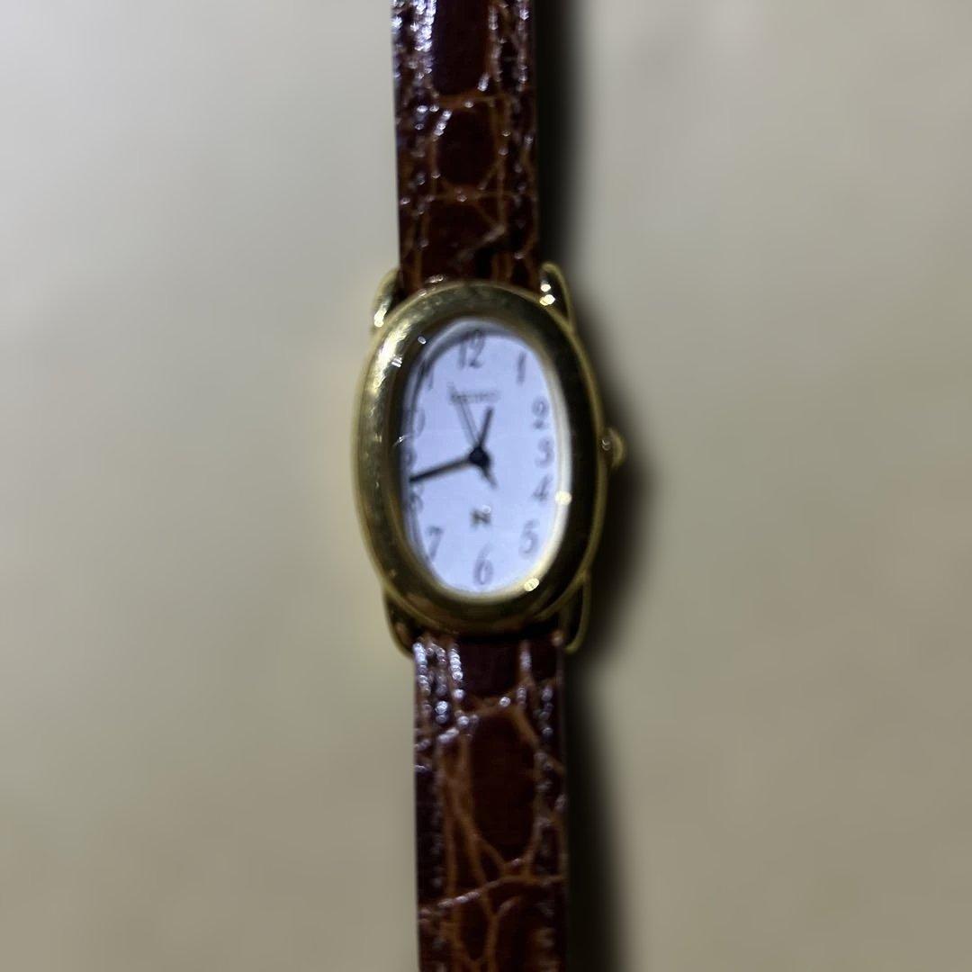 セイコーレディース　ノイエオーバルゴールド　本鰐皮ベルト　電池交換済