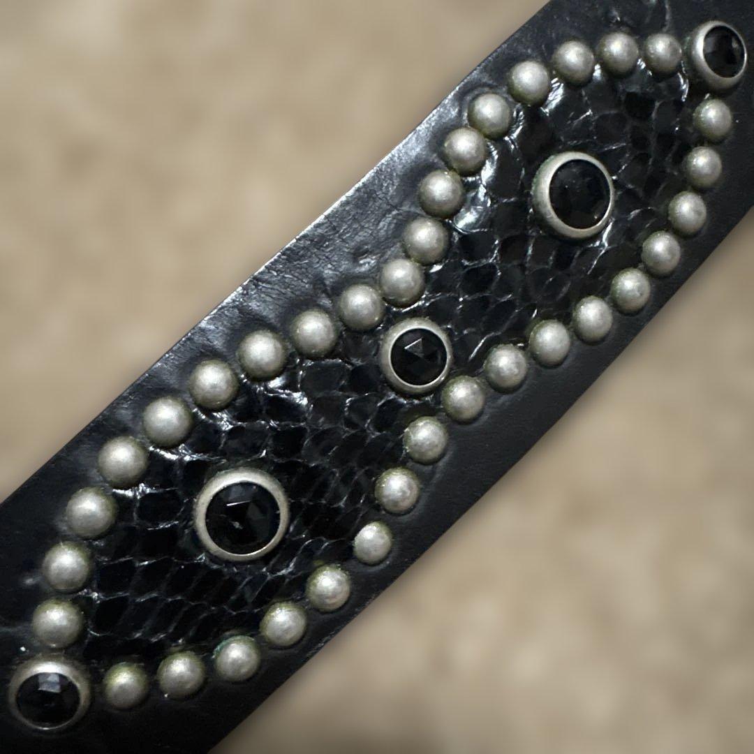 34inch カービング　ピーナッツ　HTC レザースタッズベルト　ブラック