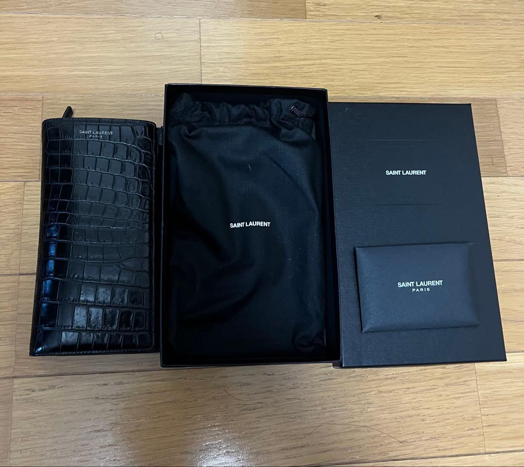 SAINT LAURENT ブラック 長財布　クロコダイル