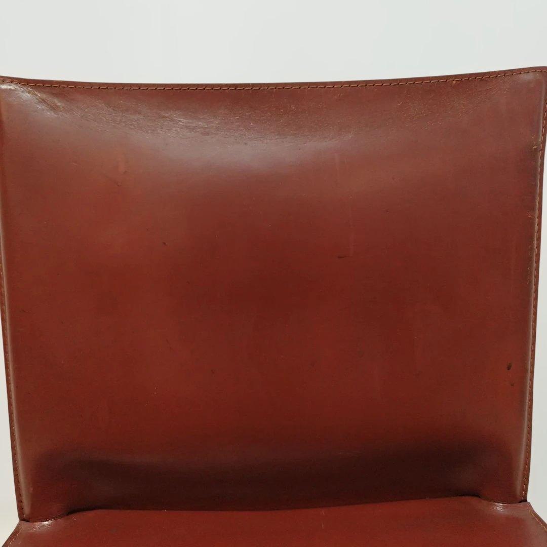 【引き取り歓迎】赤茶 レザーチェア アームレス モダン 家具 椅子