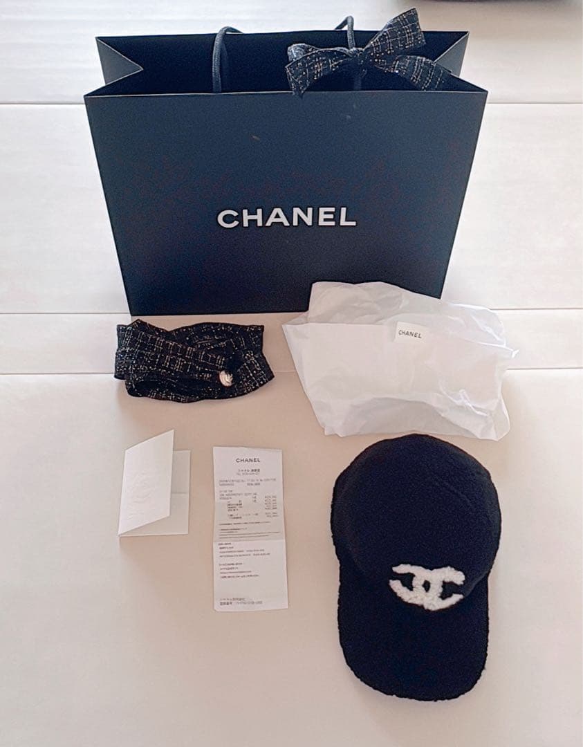 CHANEL 2025秋冬　モコモコボアキャップ 帽子　ブラック　美品