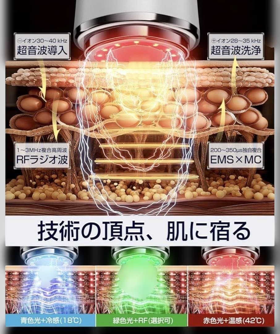 【新品未開封】美顔器 高周波 RF EMS MC 1台18役 温冷