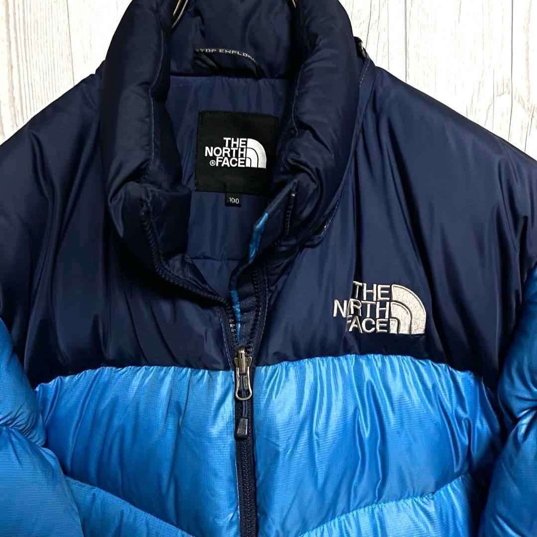 ノースフェイス　ダウンジャケット　メンズL　韓国100　700フィル　青ブルゾン
