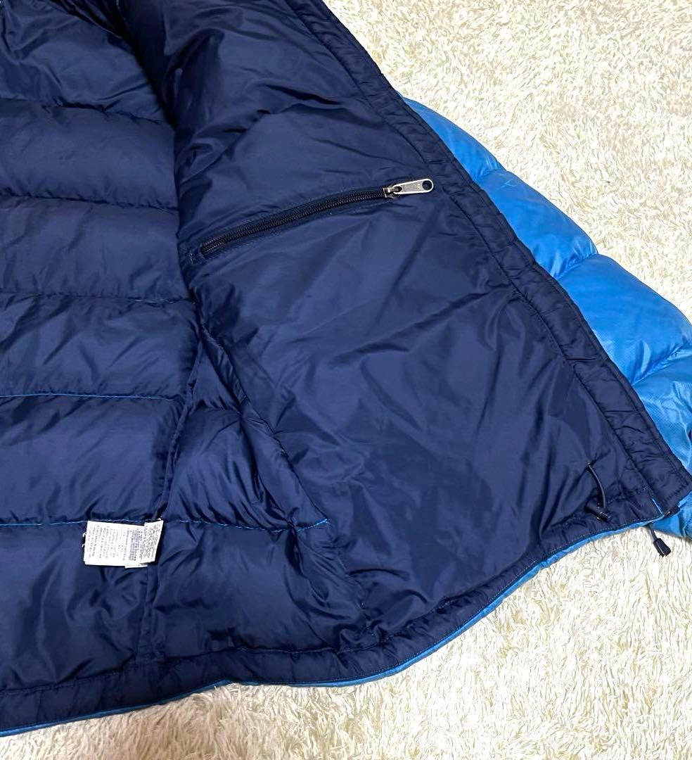 ノースフェイス　ダウンジャケット　メンズL　韓国100　700フィル　青ブルゾン