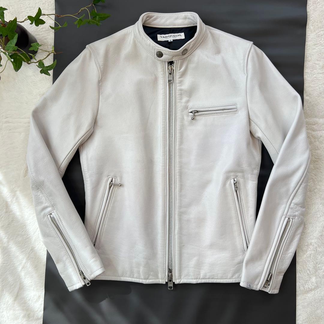 美品✨ VANQUISH レザーシングルライダースジャケット S ホワイト