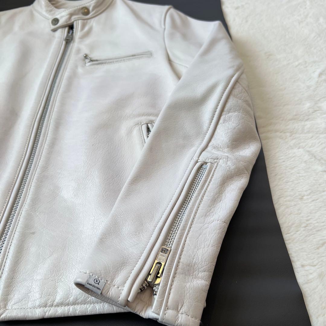 美品✨ VANQUISH レザーシングルライダースジャケット S ホワイト