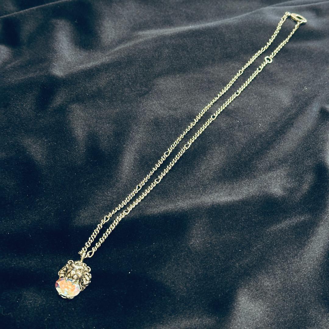 GUCCI グッチ メタルクリスタル ライオンヘッド ロングネックレス シルバー