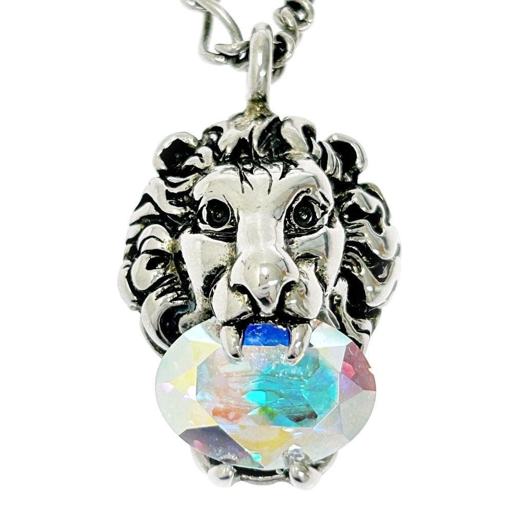 GUCCI グッチ メタルクリスタル ライオンヘッド ロングネックレス シルバー