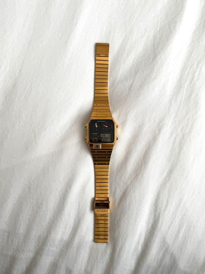 CITIZEN 8988-Q01920 アナデジテンプ 黒文字盤 腕時計