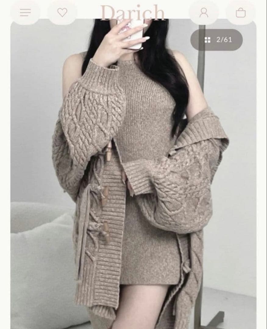 ダーリッチ　darichケーブルアンサンブルニットミニワンピース