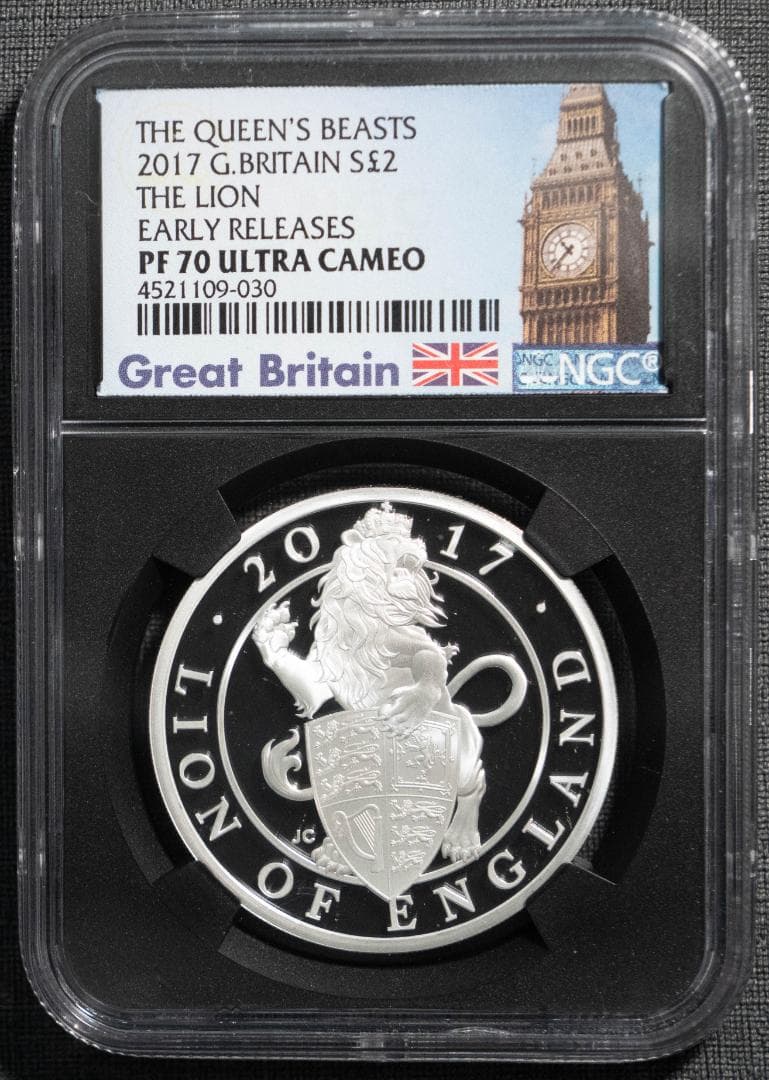 2017 クイーンズビースト ライオン NGC PF70UC 2ポンド 銀貨