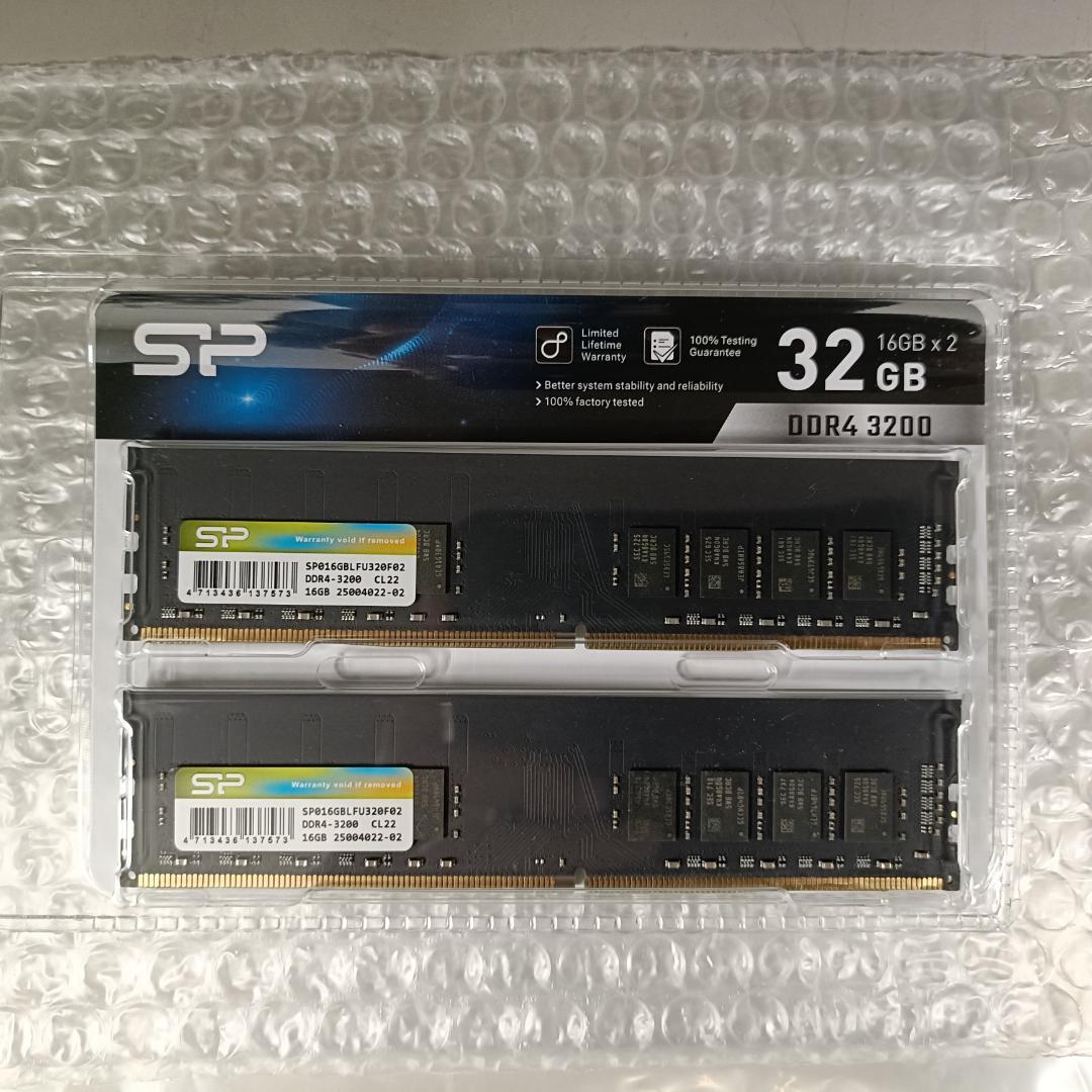 値下【中古品】シリコンパワー メモリ DDR4 3200MHz 16GBx2枚