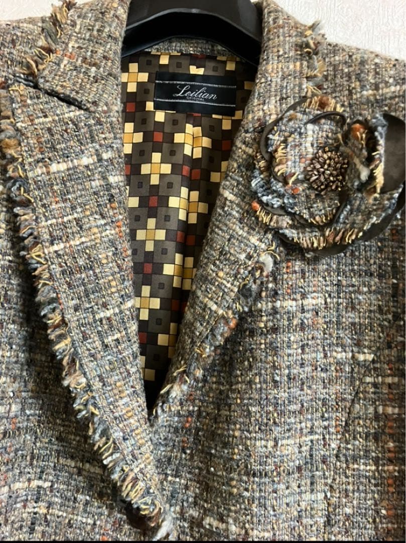 レリアン　ツイードジャケットコサージュ付き　13+