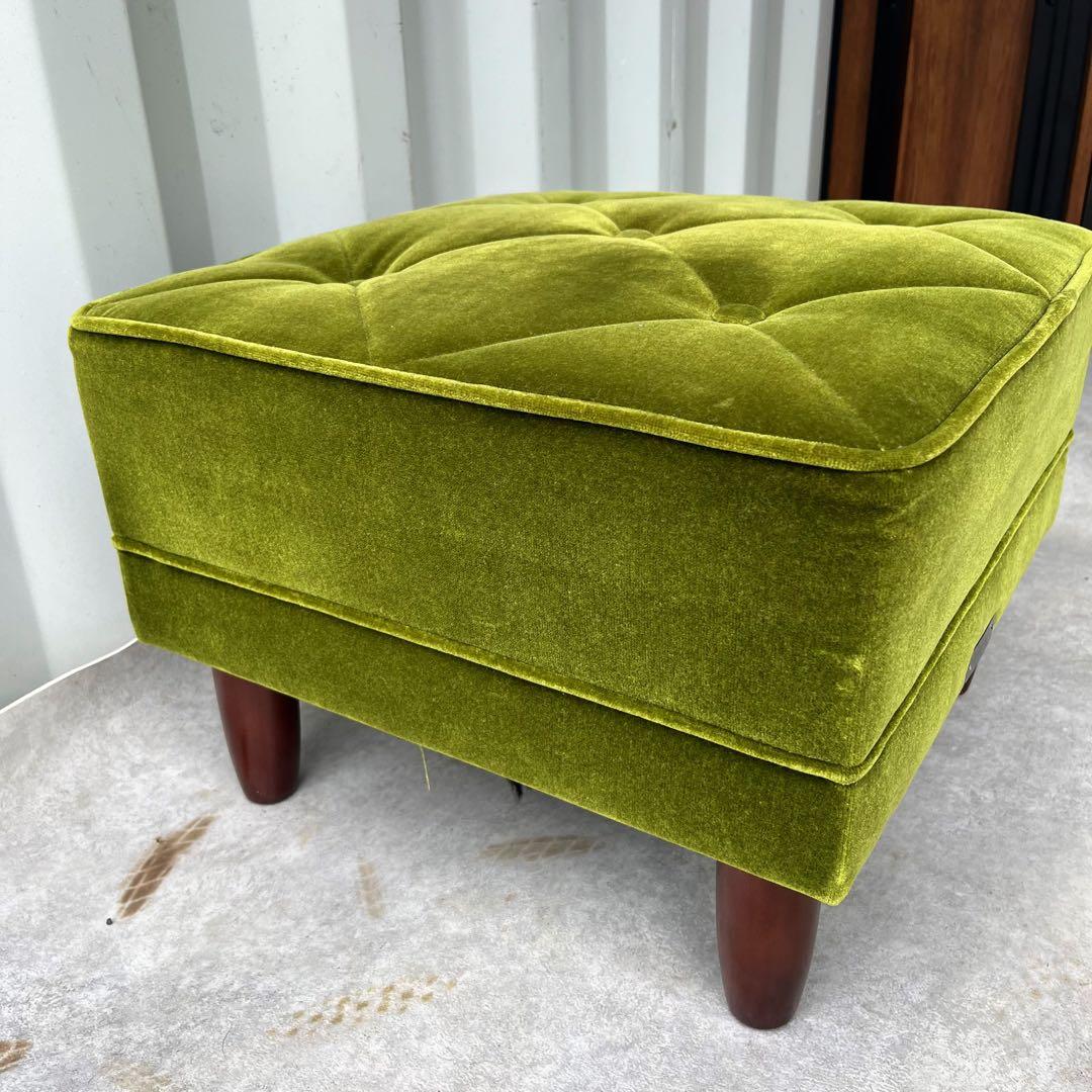 取付無料！カリモク60 kチェア ロビーチェア モケットグリーンオットマン✨