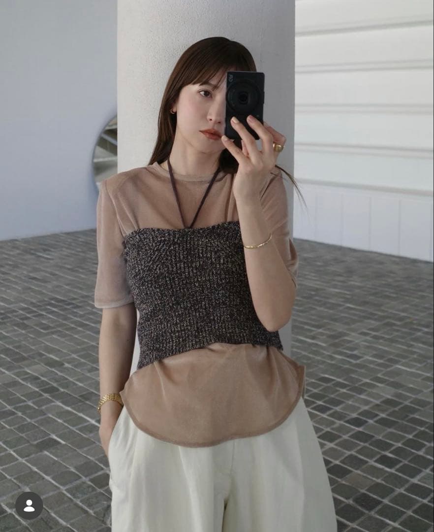 着用1回✨clane ベージュトップス&チューブトップセット