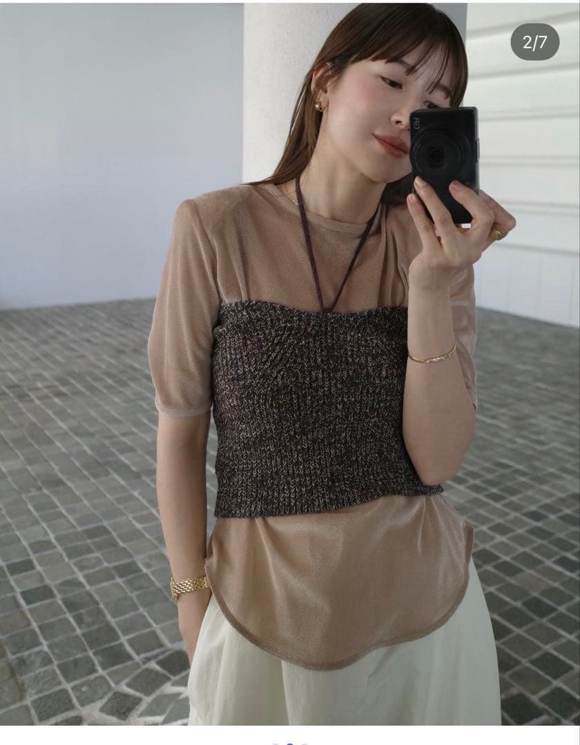 着用1回✨clane ベージュトップス&チューブトップセット
