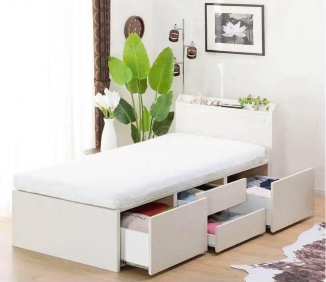 【大阪市内直接取引orたのめる便限定】セミダブルベットフレーム収納、コンセント付