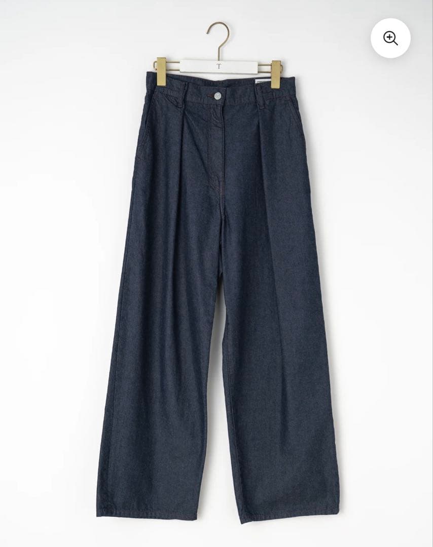 TICCA ライトデニムタックワイドパンツ　ネイビー　size①