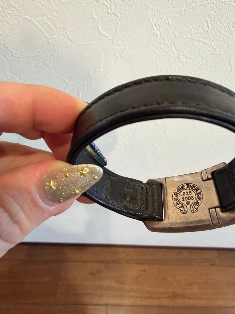 正規品◎Chrome Hearts◎クロムハーツ◎ブラックレザーブレス