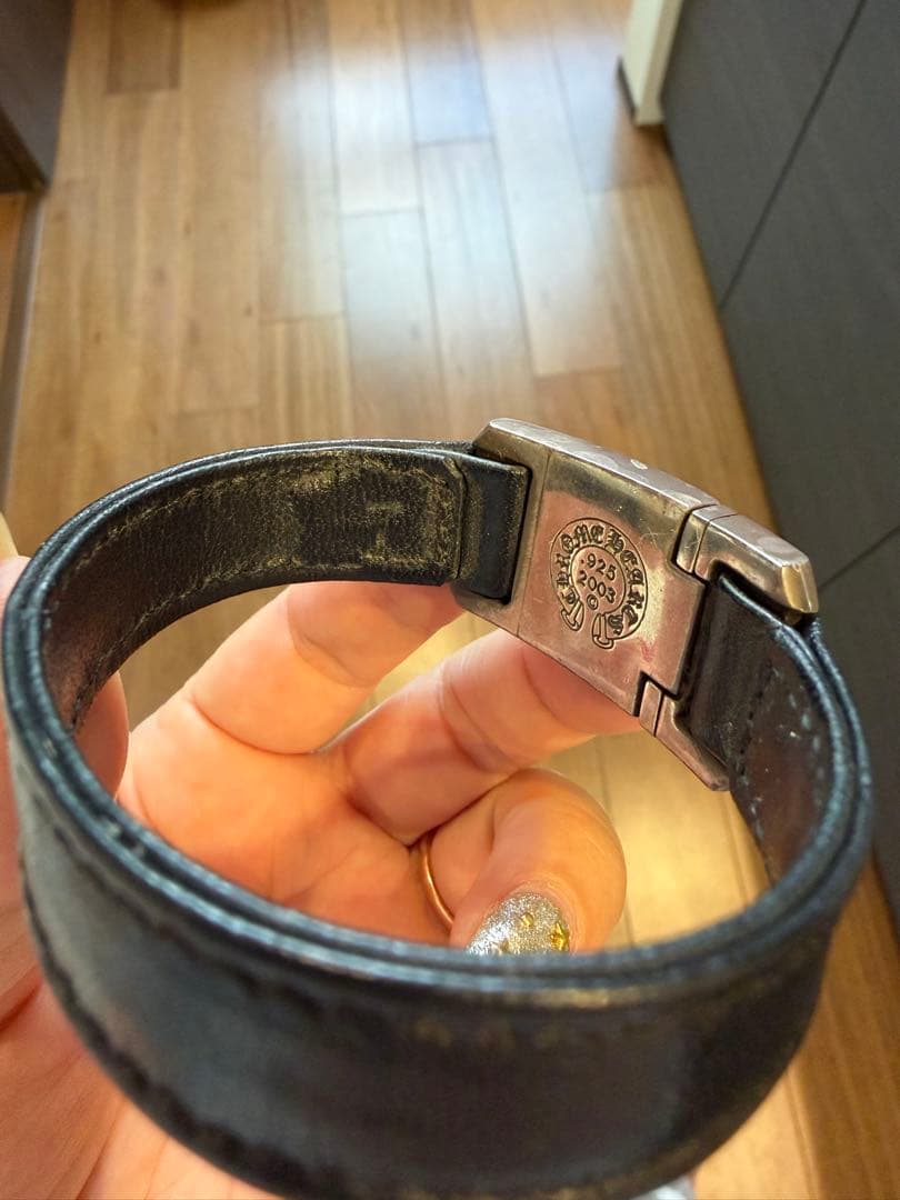 正規品◎Chrome Hearts◎クロムハーツ◎ブラックレザーブレス