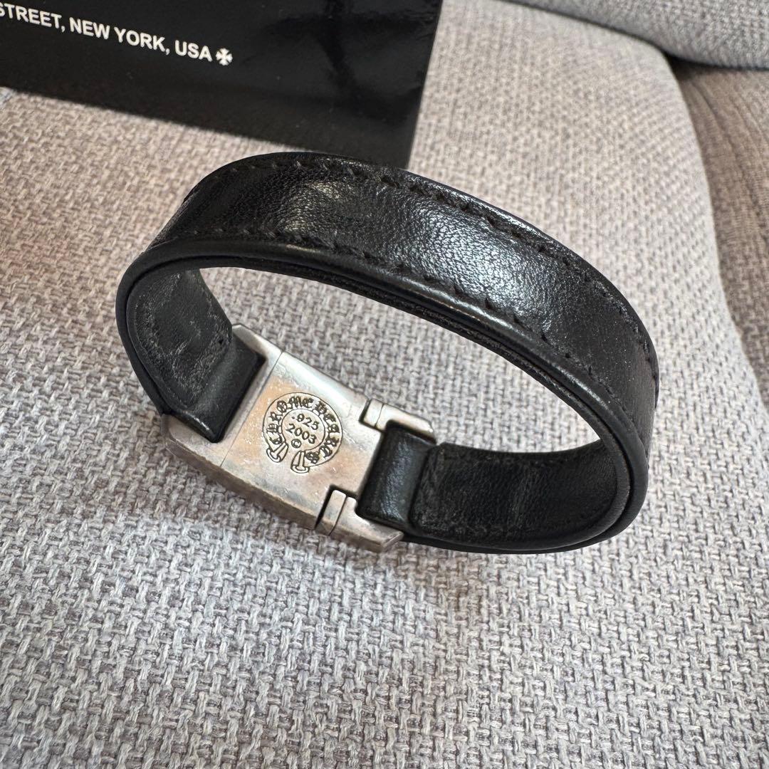 正規品◎Chrome Hearts◎クロムハーツ◎ブラックレザーブレス