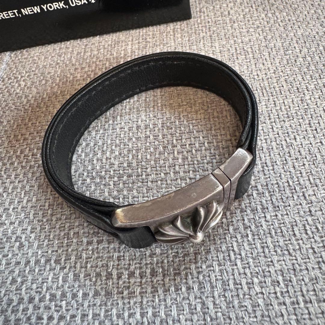 正規品◎Chrome Hearts◎クロムハーツ◎ブラックレザーブレス