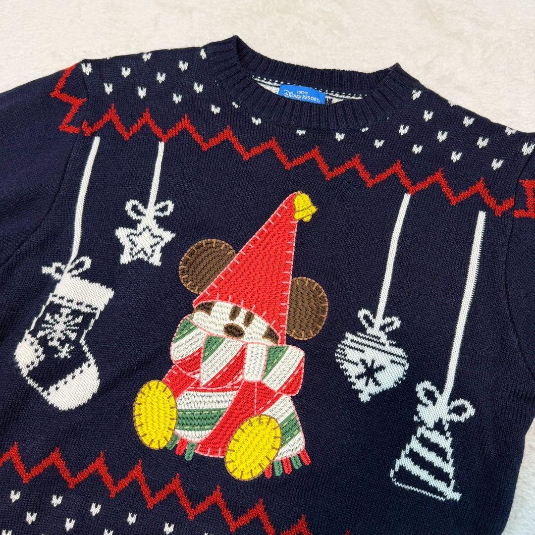 美品 ディズニーリゾート2023 リルリンリンセーター ミッキー M~L 紺