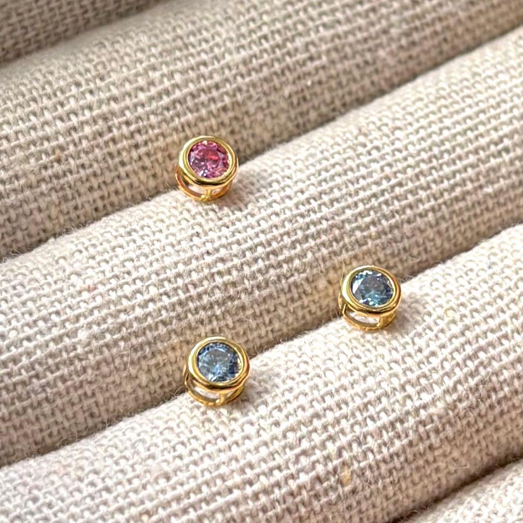 ダブレットストーン カラフル 4本爪ピアス 14kgf ほか