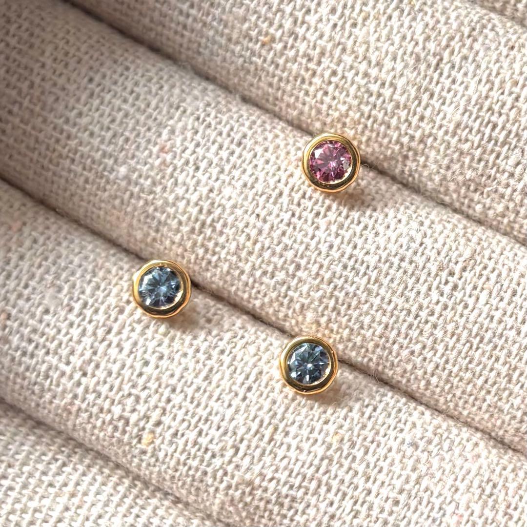 ダブレットストーン カラフル 4本爪ピアス 14kgf ほか