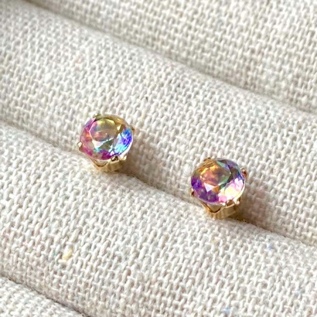 ダブレットストーン カラフル 4本爪ピアス 14kgf ほか