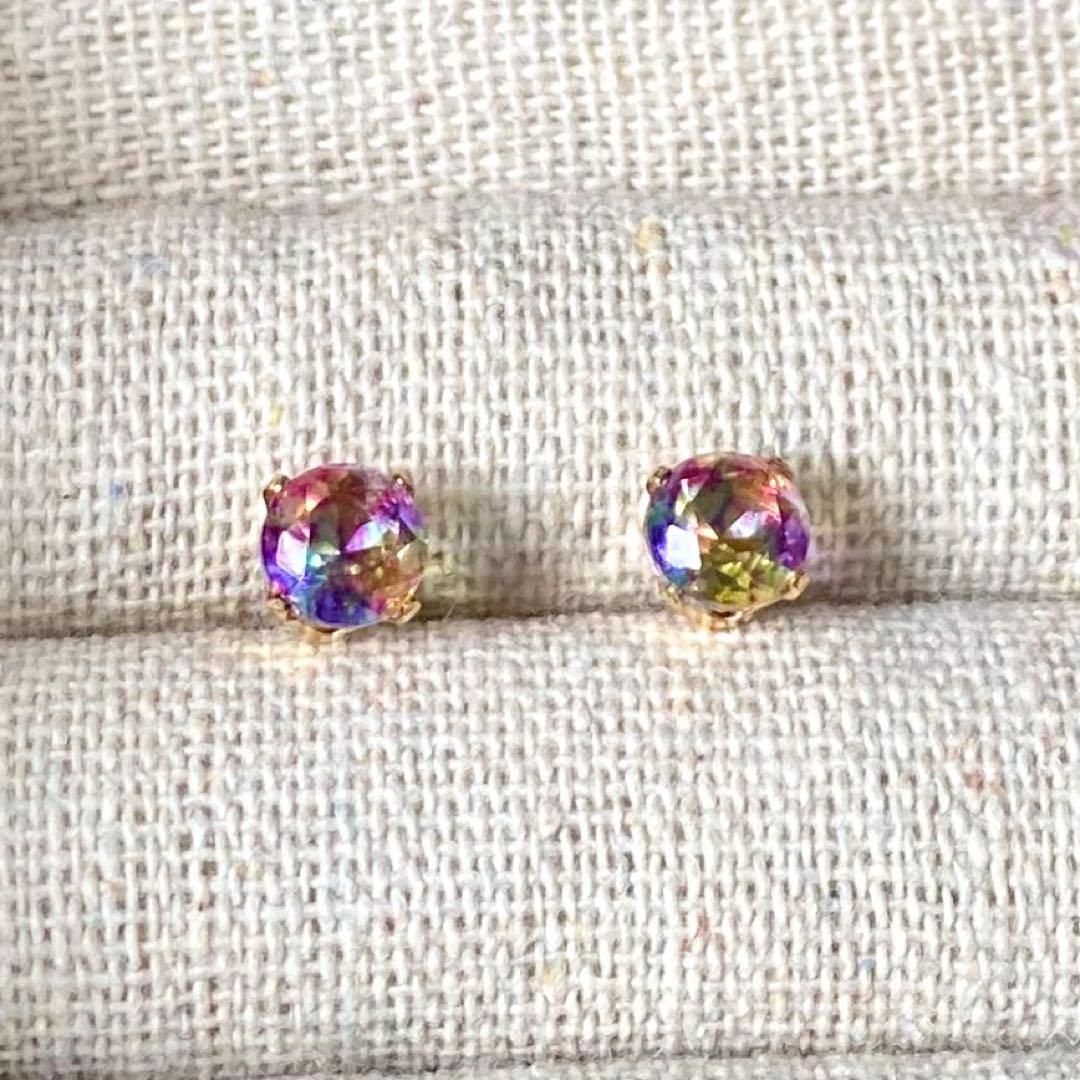 ダブレットストーン カラフル 4本爪ピアス 14kgf ほか