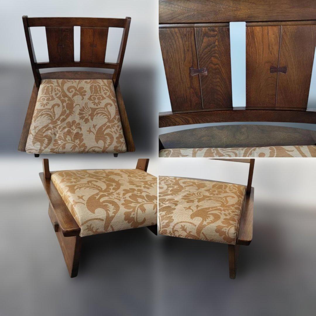 名古屋市内受渡限定 3脚セット カリモク ローチェア 張替済 レトロ 木製