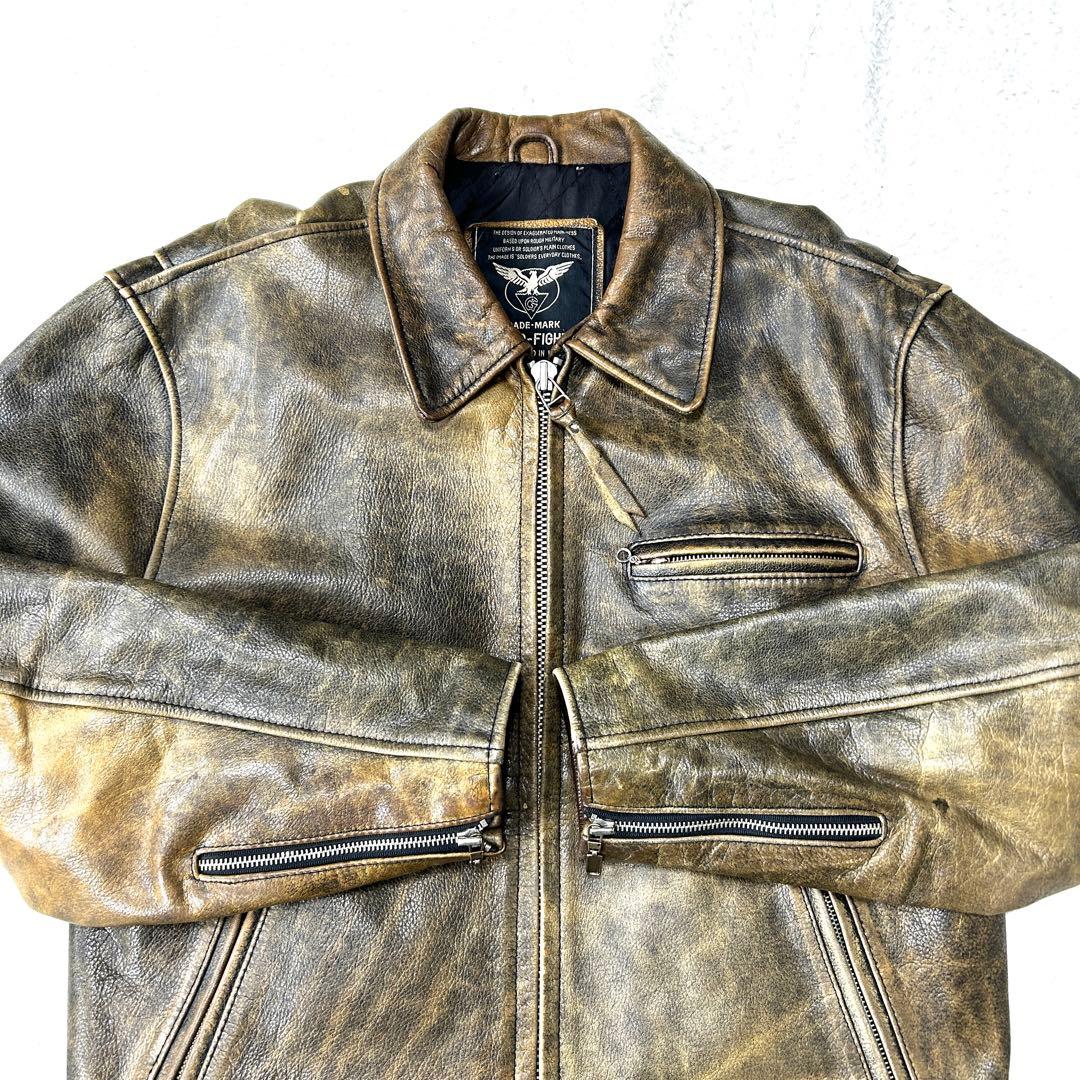 【L】 シングルライダース フライトジャケット ヴィンテージ加工